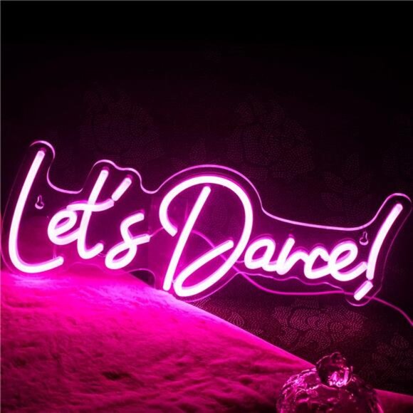 Let's Danced Neon Signs Let's Dance Neon Light Up Sign Pink Led Word Light Sign - Picture 4 of 7